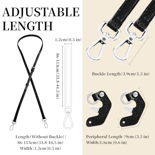 Image of Purse Straps Replacement Kit for Longchamp Mini Bags, Shoulder Crossbody Straps for Mini Pouch, Leather Crossbody Bag Strap Kit for Women Longchamp Handbag (Silver Black)