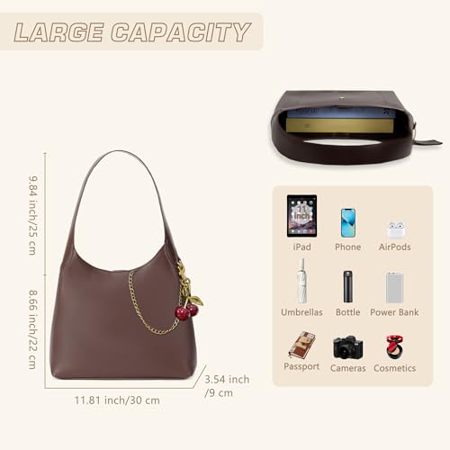 Image of Hobo Bags for Women Vegan Leather Shoulder Bag Slouchy Designer Handbags Trendy Cherry Fall Purse