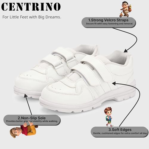 Image of Centrino Unisex-Child Uniform Dress Shoe | Soft Cushioned Memory Foam Heel Pad Support | Kid's | Boy's | Girl's | Children |Uniform Shoes | Lightweight | Velcroo |Easy Wear & Care| Formal Shoes | Padded Textured Heel Grip Lining | Breathable | All Day Comfort (8123)