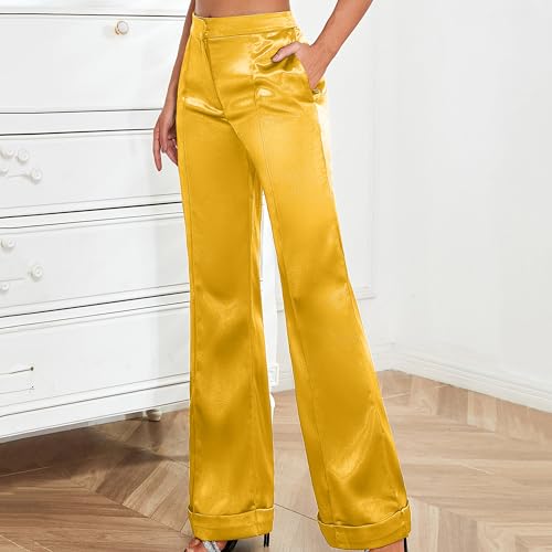 D&M Women's Dress Pants Wide Leg High Waist Flare Pants Work Pants Business Office Casual Lounge Pant Trousers with Pocket2