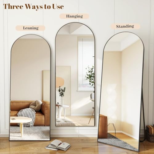 Image of Koonmi 77x38 Arched Full Length Mirror, Floor Mirror with Stand