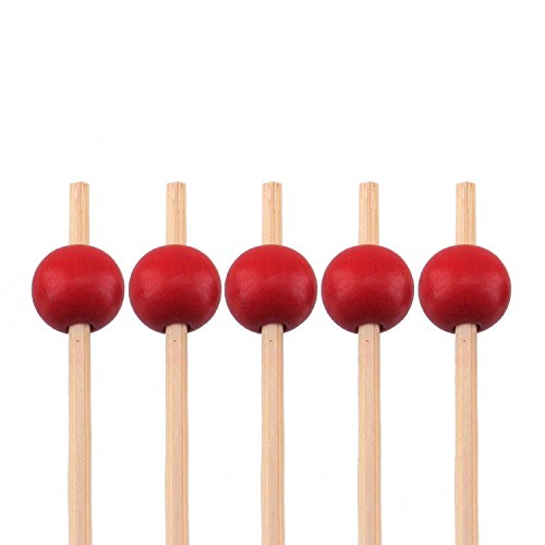 Bamboomn Decorative Ball End Cocktail Fruit Sandwich Picks Skewers For Catered Events, Holiday's, Restaurants Or Buffets Party Supplies - 3.9" Red, 300 Pcs #TOP24
