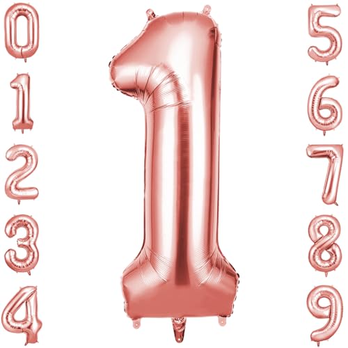 OFFCUP Palloncini Compleanno Oro Rosa 101 CM, Palloncino Numero 1, Foil Palloncini Numeri, Giganti Numeri, Decorazioni Festa Compleanno, Gonfiabili Pallone per Anniversario