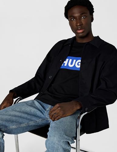 HUGO Herren Logo Stripe Cotton Crew Neck T-Shirt, Schwarz-Black Pepper, L – Ansicht 2