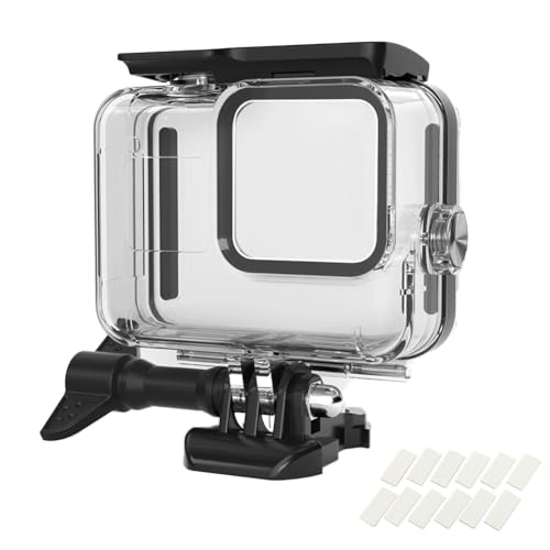 YHTSPORT Funda Impermeable para Gopro Hero 8 Black, 60M/196FT Carcasa Go Pro con Pinza de Montaje Rápido + 12 Insertos Antivaho para Go Pro 8