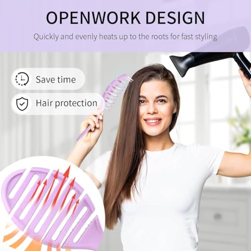 Image of XELYTON Detangling Hair Brush for Pain-Free Brushing on All Wet or Dry Hair Types, Fluffy High Skull Plant Fiber Pork Rib Comb Bristles, Wheat Straw Hair Brush Hollow Out Styling Comb (Oval + Rectangular)