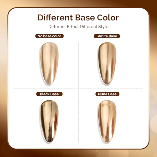 Image of MelodySusie Champagne Gold Chrome Nail Powder for Gel Nails,Metallic Mirror Effect Pigment Stylish and Technological Fine Glitter for Home DIY Salon Use