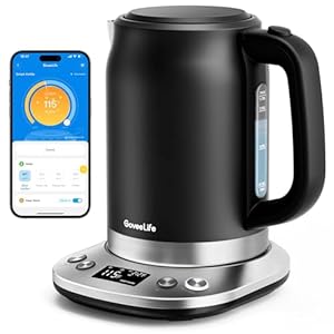 GoveeLife Smart Electric Kettle Temperature Control, WiFi Electric Tea Kettle with Alexa Control, 1500W Rapid Boil, 2H Keep Warm, 1.7L BPA Free Stainless Steel Water Boiler for Tea, Coffee, Oatmeal GoveeLife Smart Electric Kettle Temperature Control WiFi Electric Tea Kettle with Alexa Control 1500W Rapid Boil 2H Keep Warm 17L BPA Free Stainless Steel Water Boiler for Tea Coffee Oatmeal