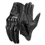  A/R Gants de Moto en Cuir pour Hommes  Gants de Moto en Cuir de Mouton Vintage - Gants tactiles à écran Tactile durables et Confortables