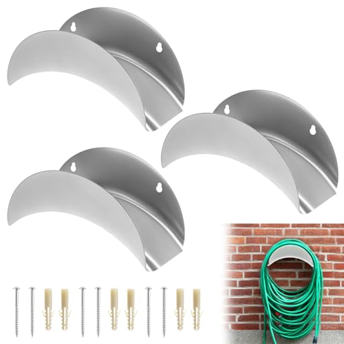 QWORK® 3 Stück Schlauchhalter Wand, Gartenschlauchhalterung Eisen, Schlauchaufhängung, für 30 m 1/2' Schlauch