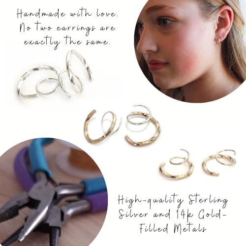 14k Gold Filled 925 Sterling Silver Double Hoop Earrings for Single Piercing | Handmade Large Loop Twist Earrings for Women | Backless, Hypoallergenic, Giftable3