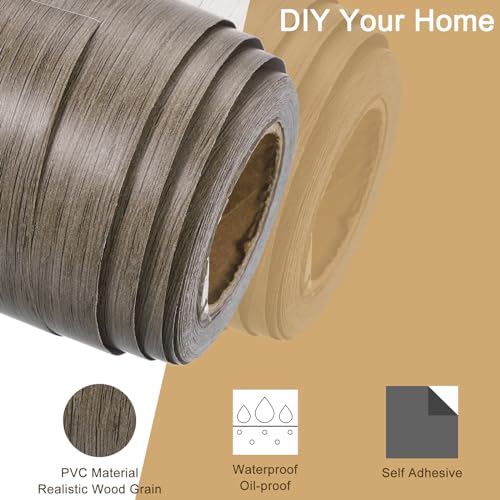 Image of uxcell Wood Grain Tape, 2 inch x33 Ft Self Adhesive Wood Grain Repair Patch for Baseboards, Doors, Floor Repair, Furniture Home Decor Gray Oak