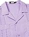 JOGAL Mens Guayabera Shirts Cuban Short Sleeve Casual Button Down Beach Shirt Lavender Large
