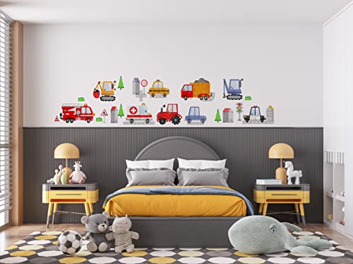 Lipastick Large Car Wall Decals For Kids - Transports Wall Stickers Peel And Stick Truck Stickers - Wall Decals For Boys Kids Room Bedroom - Construction Cars City Wall Decor Removable S Size (S, 710052022) #TOP7