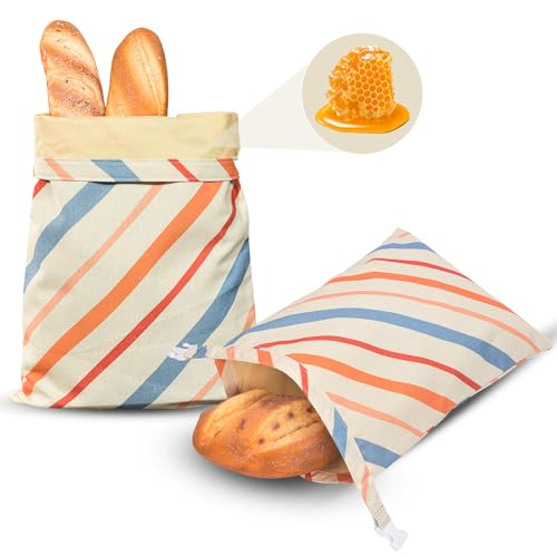 Yeshartg Reusable Beeswax Bread Bags, 2-Pack Organic Beeswax-Lined Cotton Storage Bags for for Homemade Bread & Sourdough Storage, Airtight Freshness Keeper for Homemade, Bakery Essentials - image 1
