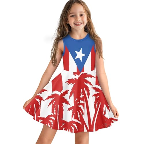 2025 Swing Casual Dress Girls Summer Outfits Patriotic Dresses for Party Beach 3-16T