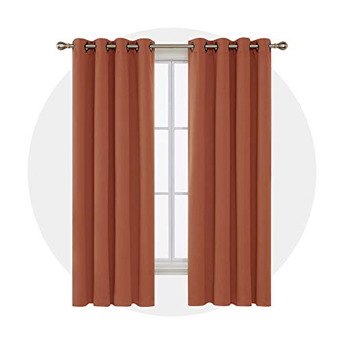 Image of Deconovo Grommet Blackout Drapes Darkening Thermal Inshulated Curtains for Girls Room, 52x84 Inch, Orange red