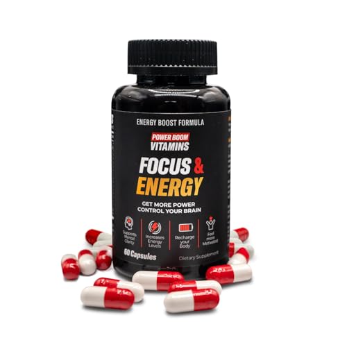 Power Boom Focus & Energy – Brain & Mental Performance Supplement | Natural Formula with Ginkgo