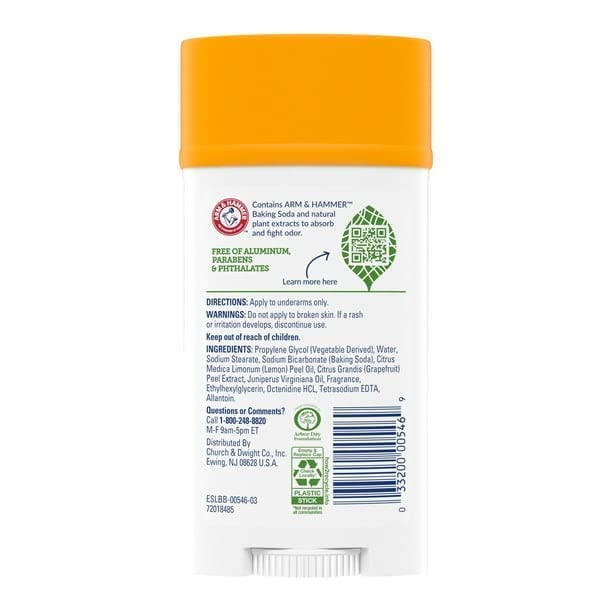 ARM & HAMMER Essentials Solid Deodorant, Clean(Juniper Berry), Wide Stick, 2.5 oz. (Pack of 3)