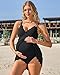 Charmo Maternity Swimsuit One Piece for Women Pregnancy Bathing Suit Scalloped Maternity Swimwear with Bottom 2026 Black