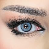 Venus® Lentilles Couleur Bleu Sans Correction   0,00 Dioptries   Lentilles de Contact Annuelles Souples pour Femmes   Compatible avec les Lunettes   1 Paire   365 Jours   14,2 mm   Saphir Glacé
