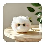 Cute White Cat Plush Keychain – Fluffy Stuffed Animal Keychains for Women Girls, Kawaii Soft Faux Fur Kitten Bag Charm, Aesthetic Anime Backpack Accessories Car Key Ring Gift, Decorative pendant