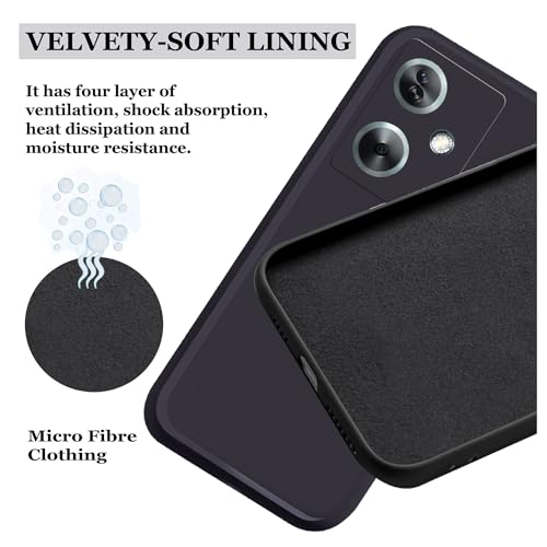Image of A rtistque Liquid Silicone Back Cover Case for Oppo A79 5G Shockproof TPU Soft Flexible with Camera Protection - Black
