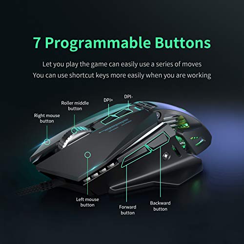 Souris de gaming avec LED RVB ergonomique et filaire pour PC - 2