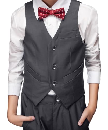 Image of Visaccy Boys Vest Kid Boy Formal Suit Vest for Wedding School | 3 Buttons,Fully Lined,Adjustable Waist,Toddler Boy Dress Vest