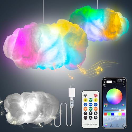 Image of Cloud LED Lights for Bedroom - Aesthetic Mood Light with Music Sync App Control Wall Light, 3D Ceiling Lamp Color Changing Strip Lights for Kids Room Decorations