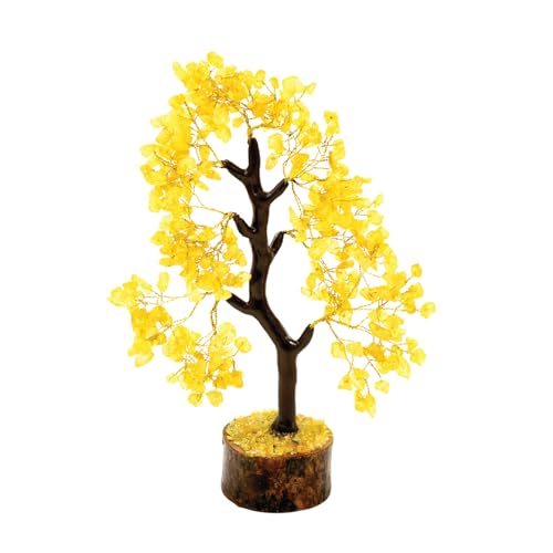 Image of Citrine Crystal Tree with 600 Beads for Wealth & Success | 10 Inches Height | Tree for Prosperity, Good Luck & Positive Energy | Healing Citrine Bonsai for Home