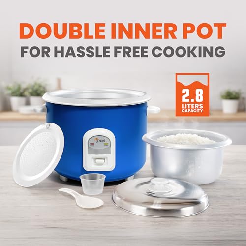 Image of ULTRON 2.8L Automatic Electric Rice Cooker with Double Aluminium Pot | Auto Cook & Auto Warm Function | Cool Touch Handles | Durable Body | 2 Year Product Warranty & 5 Year Heating Coil Warranty
