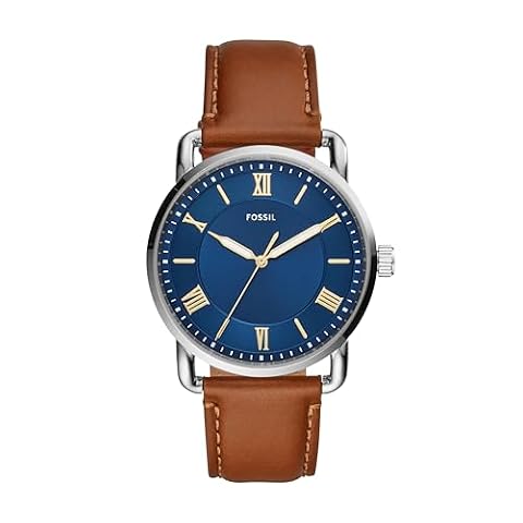 Fossil FS5661 Blue Dial Leather Analog Watch for Men
