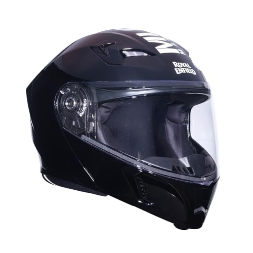Image of Royal Enfield Mod Adroit MLG Modular Face helmet | Certification: ISI | Impact Protection: High-density EPS liner | Polycarbonate Visor | Micrometric lock | BLACK L