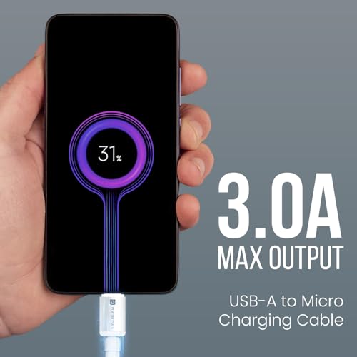 Image of Portronics Konnect X USB-A to Micro USB Fast Charging Cable With Max 3A Output,Fast Charging & Data Transfer, Nylon Braided, Aluminium Alloy Shell, 1M Length compatible with Micro usb Devices(White)