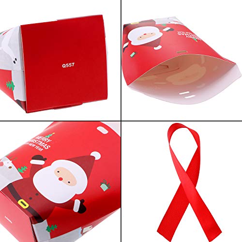 Jovitec 18 Pieces Christmas Candy Treat Boxes Xmas Cookie Boxes Gift Boxes With Ribbons For Christmas Party Favors #TOP2