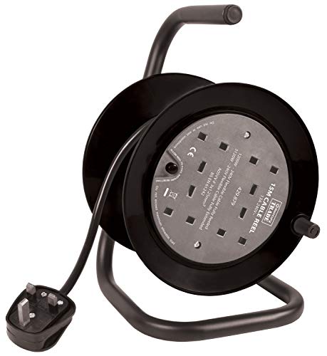 MERCURY Compact 4 Way Cable Reel | 15m, Black