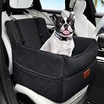 HEGGCOOE Small Dog Car Seat, Memory Foam Dog Booster Seats with Thick Cushion for Medium Dogs Under 35lbs, Detachable Washable Pet Car Seat with Storage Pockets,2 Safety Belts