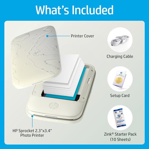 HP Sprocket Select 2.3x3.4 Instant Photo Printer, Print Pictures on Zink Sticky-Backed Paper from Your iOS & Android Device, Portable Printer for Home Use and Travel, Eclipse