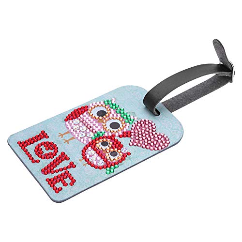 Etiquetas de bagagem com pintura de diamante em forma especial DIY 2 pássaros couro Bagagem Bolsa de