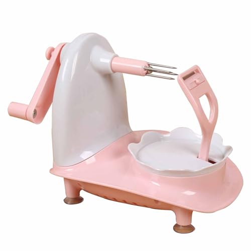 リンゴピーラーとカッター、ステンレスカッター手動リンゴピーラー、果物と野菜ピーラー、ジャガイモピーラー、多機能果物ピーラー、リンゴ核除去器(Color:Pink)