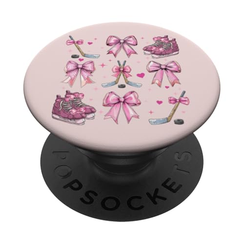 Patin de Hockey sur Glace pour Fille avec nœud Rose PopSockets PopGrip Adhésif