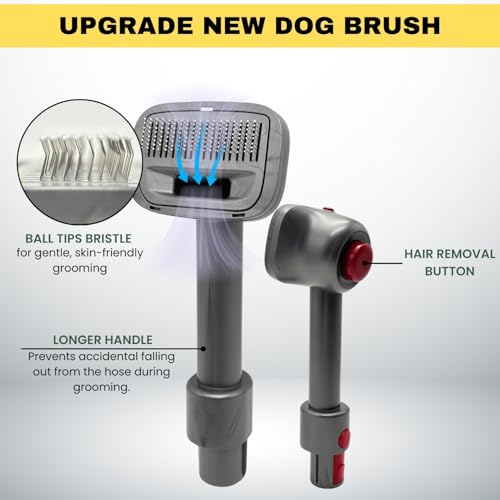 Image of Pet Hair Grooming Brush Vacuum Attachment for Dogs, Cats with Vacuum Extension Hose up to 3.5M - Compatible with Miele, Shark Rocket HV322, HV301, HV371, Rotator NV501, Navigator NV350 Series & More