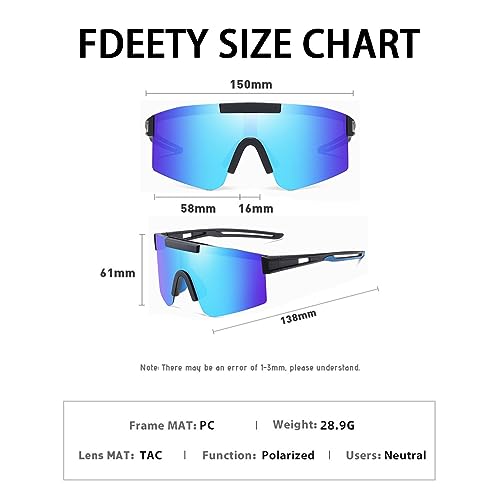 FDEETY Polarised Sports Sunglasses Cycling Goggles UV400 Protection Bike Eyewear for Outdoor Activities Running Climbing Running Fishing Golf Adults Unisex (Ice Blue) - Image 2