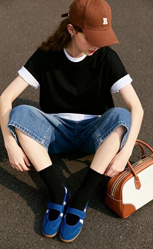 Image of Mary Jane Sneakers for Women Slip on Ballet Flats Walking Retro Sneakers | Round Toe Mary Jane Shoes,Hook and Loop,Lightweight Footwear,Women Fashion Sneakers for Walking, Travel, Workout, Daily Wear