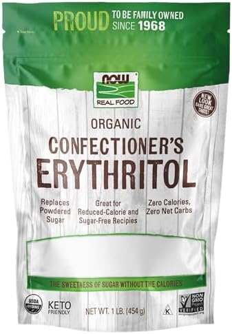 NOW Foods, Organic Confectioner's Erythritol Powder, Replacement for Powdered Sugar, Zero Calories, 1-Pound (Packaging May Vary)