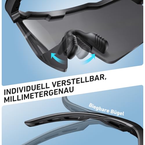 HAAYOT Schnelle Brille, Sportbrille, Fahrradbrille für Herren und Damen – 24g leichter TR-90-Rahmen, polarisiert und UV400… – Ansicht 5
