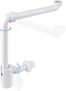 Hibbent G 1 1/4 Inch Space-Saving Sink Waste Trap for The Bathroom，Adjustable Washbasin Siphon，Odor‑Proof Drain Down Hose