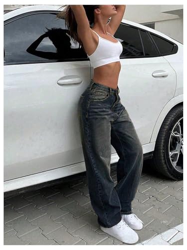 SOLY HUX Women's Wide Leg Jeans High Waisted Baggy Vintage Y2k Denim Pants Streetwear4