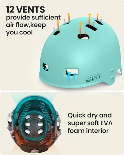 Image of OutdoorMaster Kayak Helmet, Wakeboard Helmet Whitewater Helmet Men Women, Water Helmet with Ear Pads, Surf Helmet 12 Vents Dial Fit Adjustment Longboard Helmet, Perfect for Kayaking, Boating